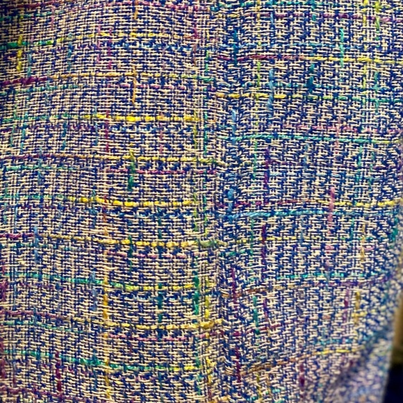 ☔️ ASTR the Label Blue 🌈 Multi Tweed Leather Trim Hi Low Skirt Sz Small - Picture 12 of 16